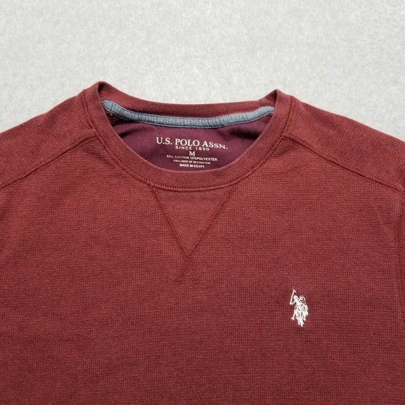 Us Polo Assn Sweater Mens Medium Red Pullover Crew Neck Casual Sweatshirt - Picture 4 of 9